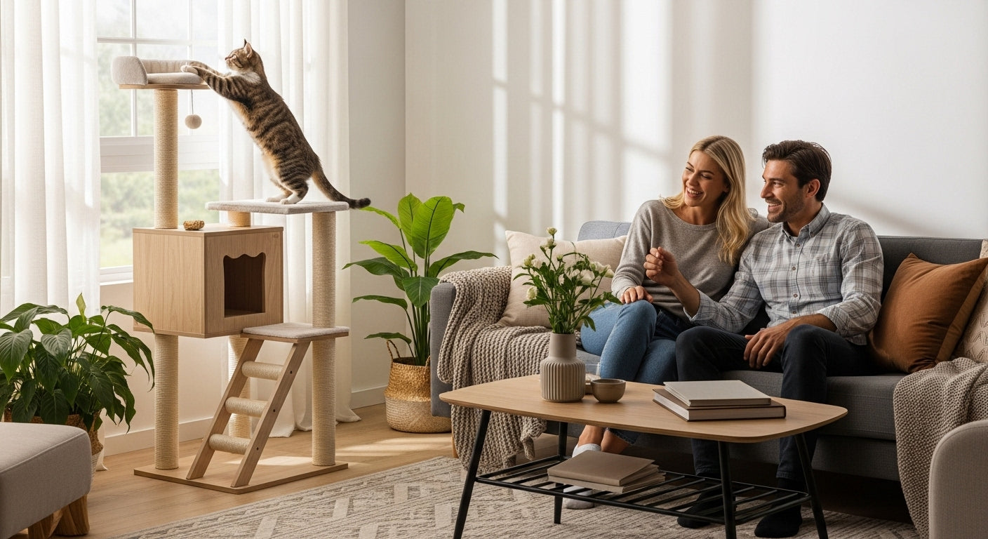 Definition Design-Kratzbaum: Stilvoller Katzenkomfort